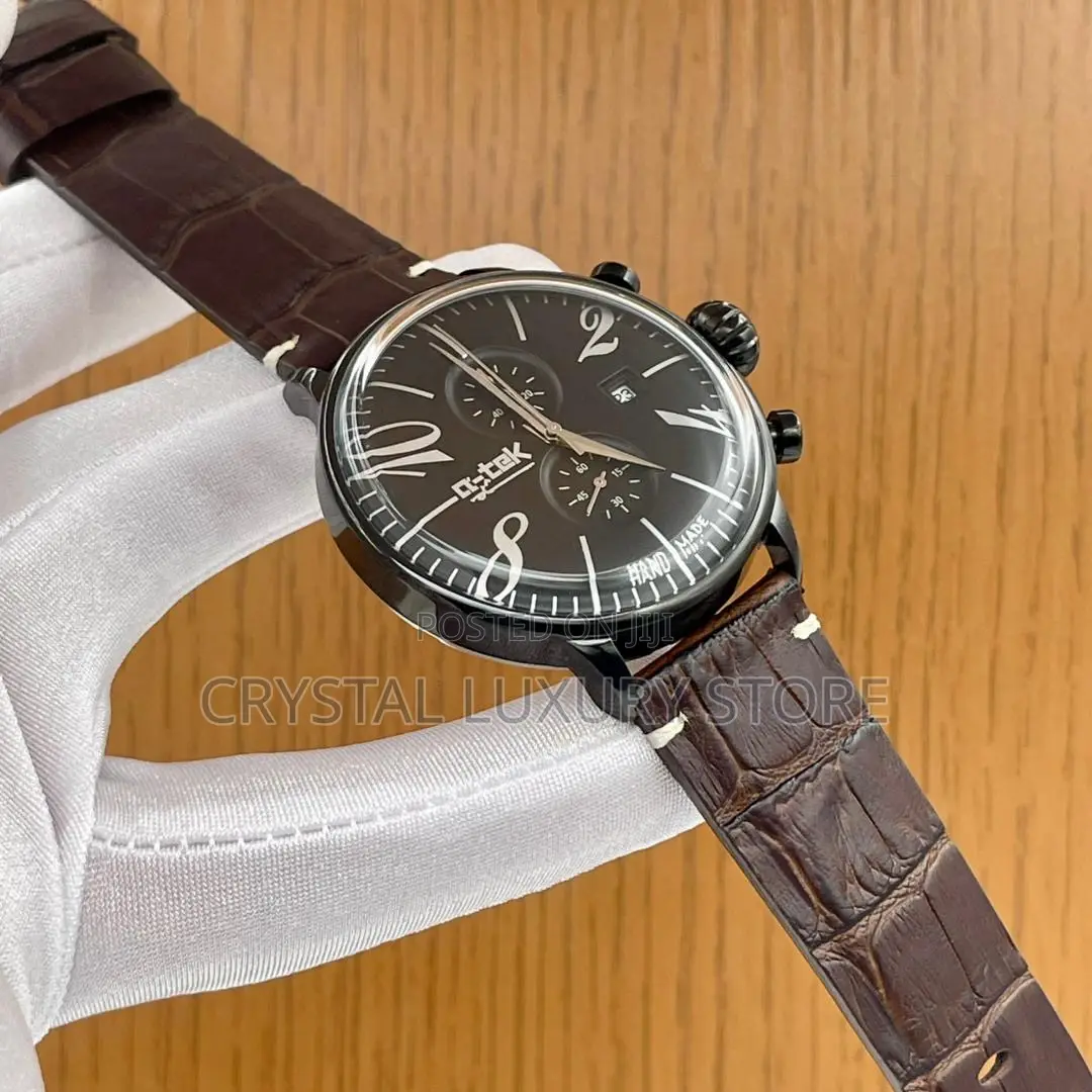 Q-Tek Quality Luxury Men Genuine Leather Wristwatch