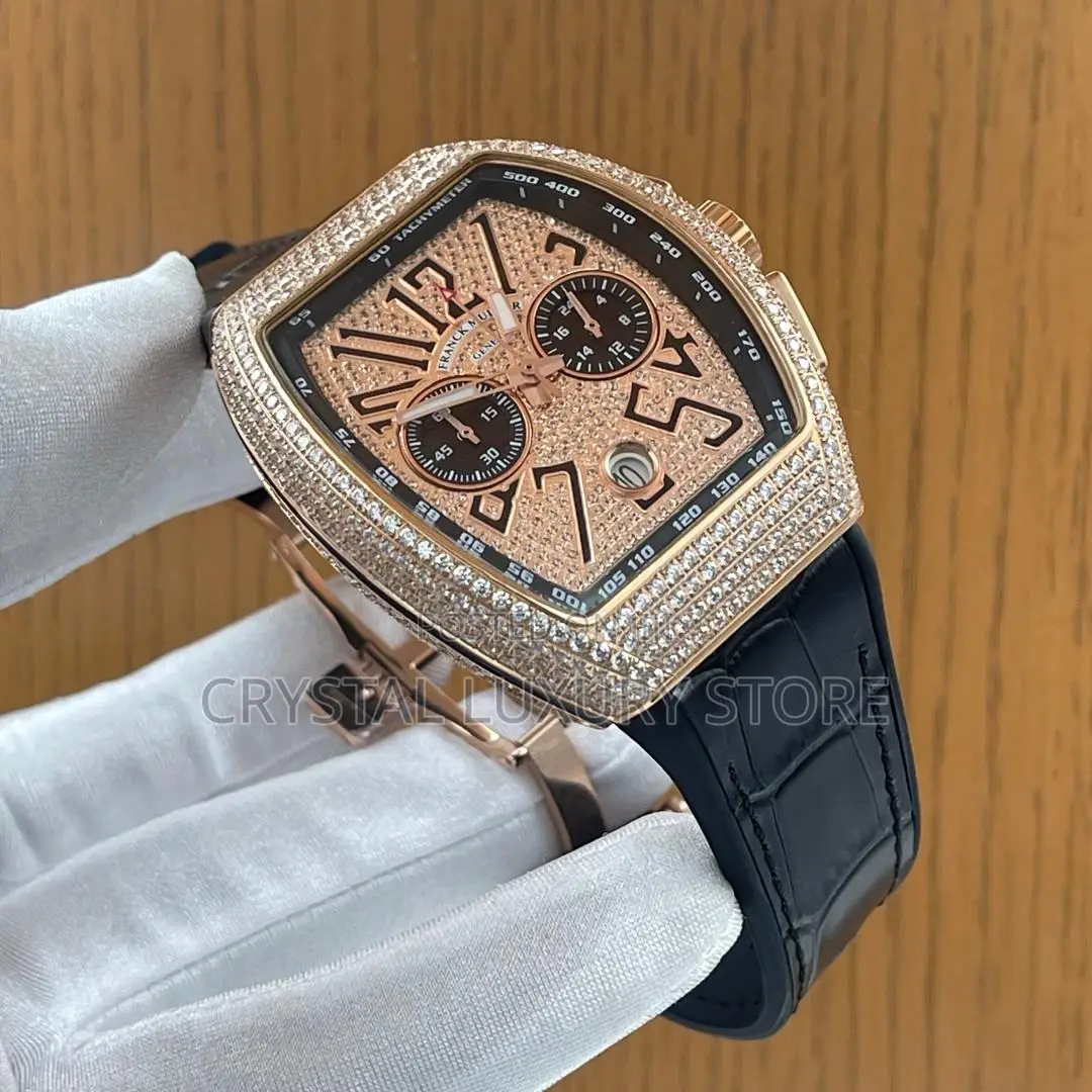 Franck Muller Quality Luxury Men Genuine Leather Wristwatch