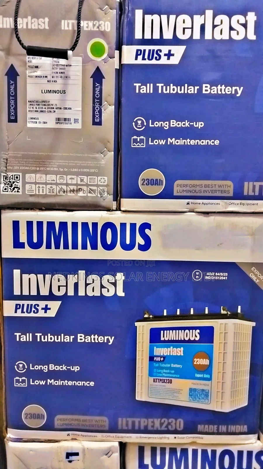 230ah 12v Luminous Inverlast Plus Tubuler Battery