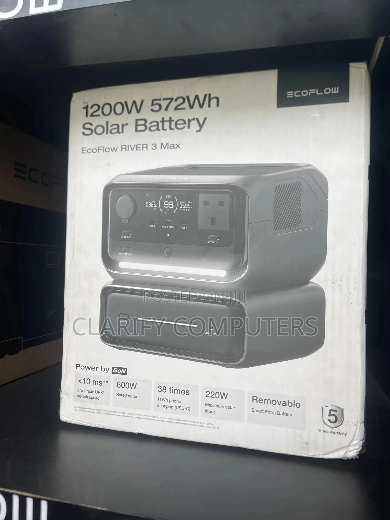 Ecoflow River 3 Max 1200w 572wh Solar Battery