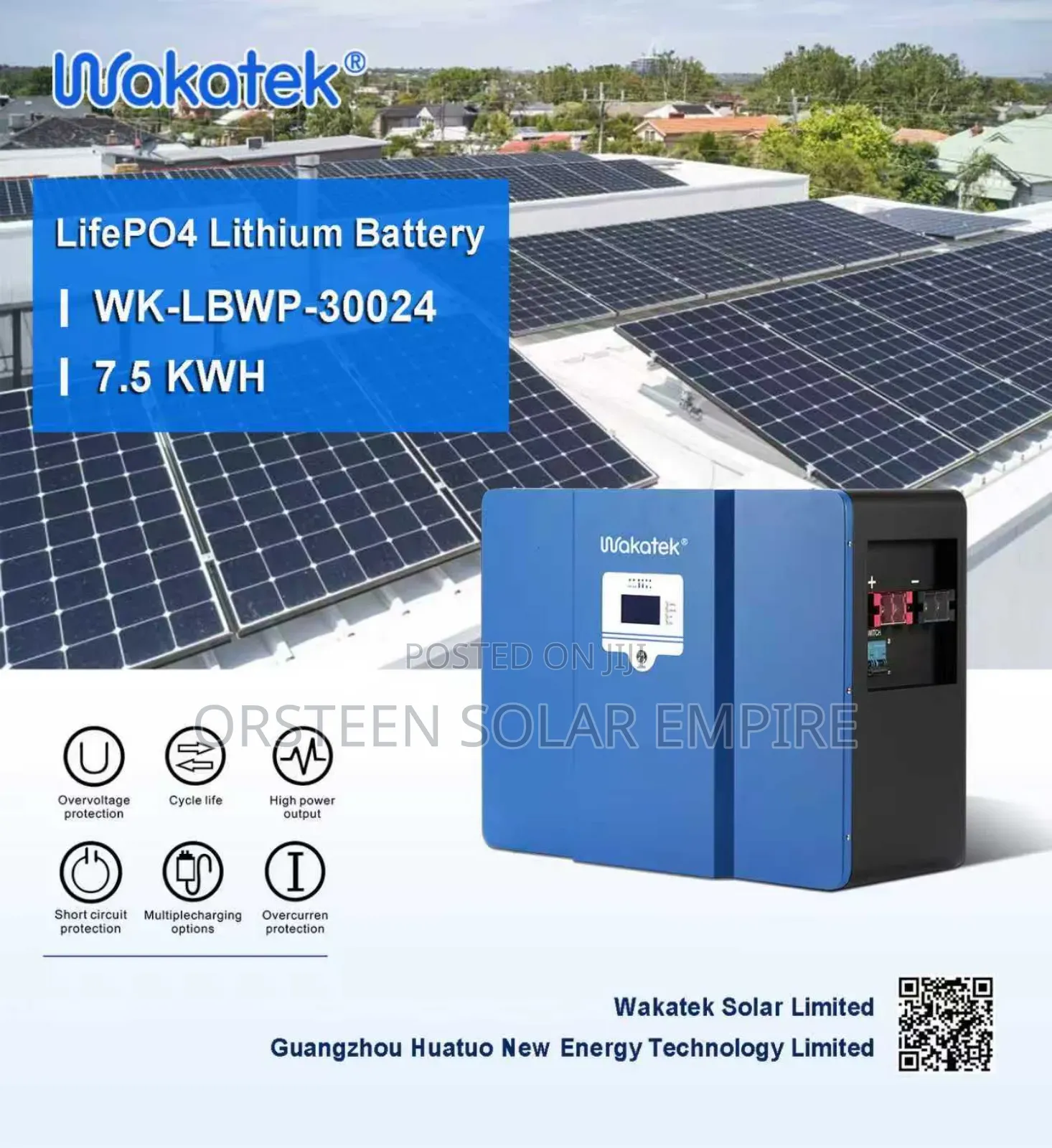 7.5kwh 24v Wakatek Lithium Battery