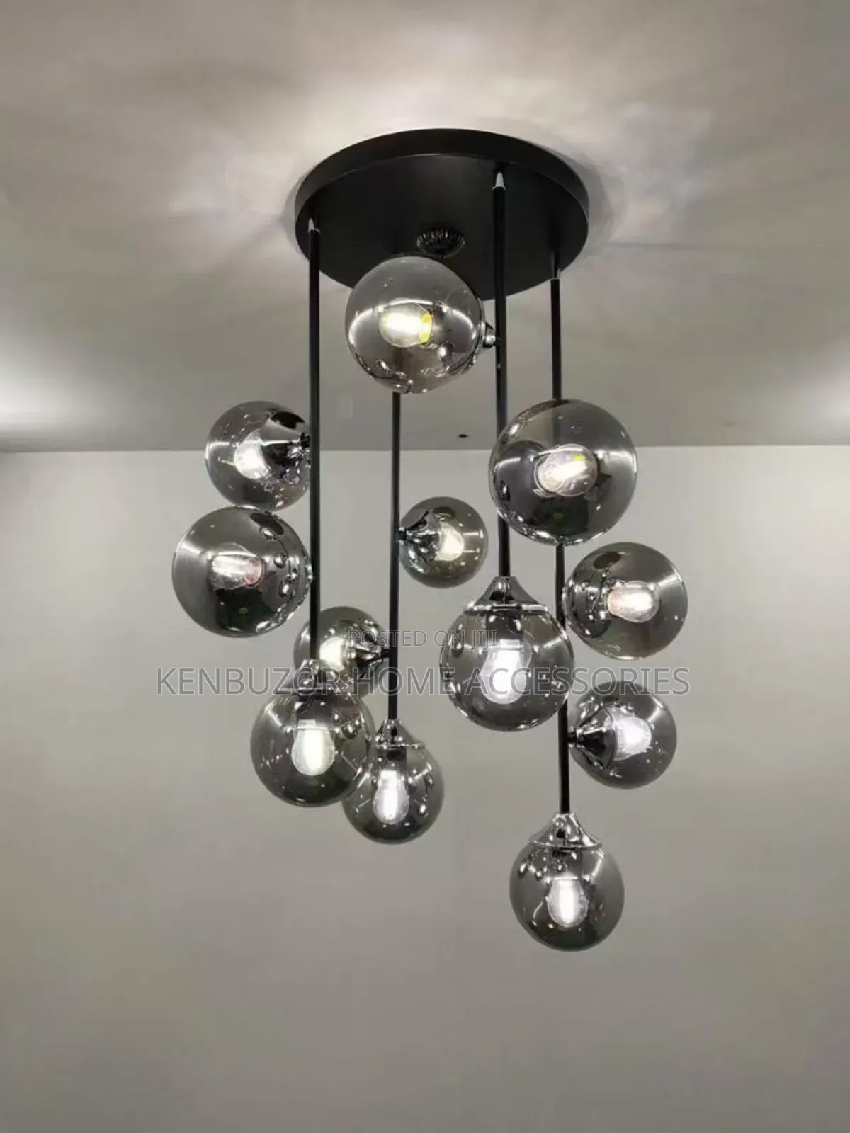 12 Balls Black Glass Luxury Pendant Chandelier