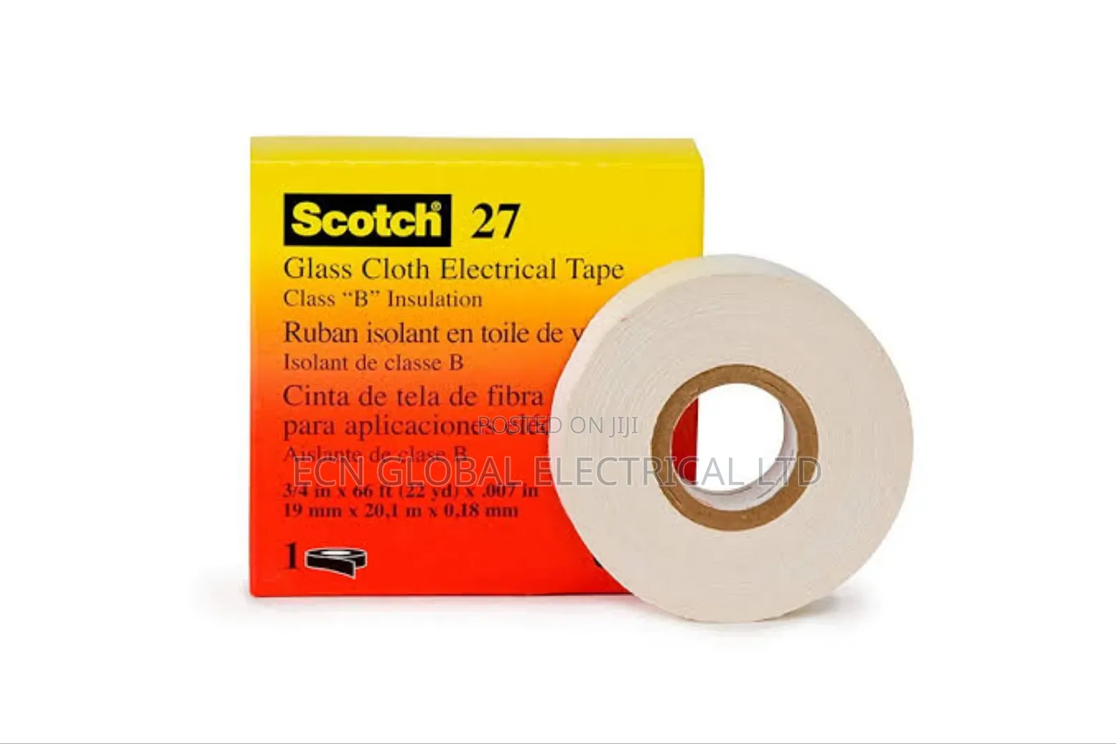3m Glass Cloth Electrical Tape 27 – 3/4" X 66ft, Heat Resistant.