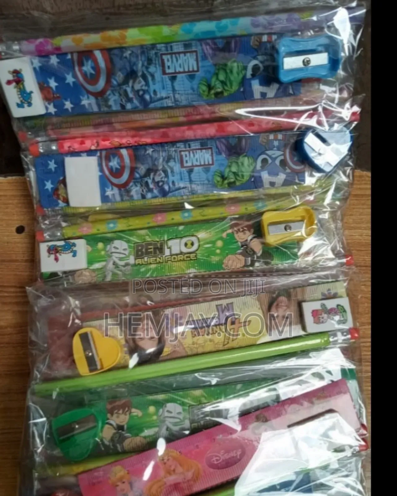 (12) Birthday Party Pack Of Cartoon Pencils, Eraser, Ruler Sharpener
