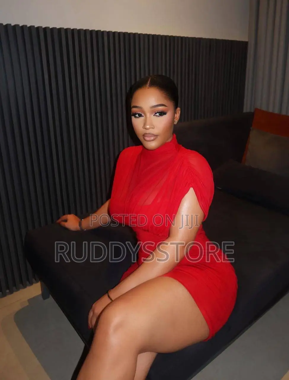 Chic Ruched Mesh Dress