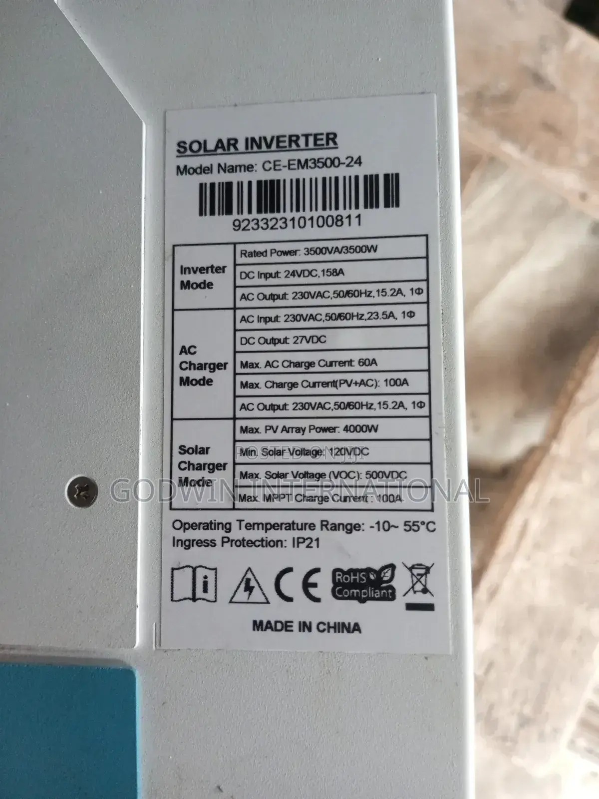 Cworth Hybrid Inverter 24v 3.5kva