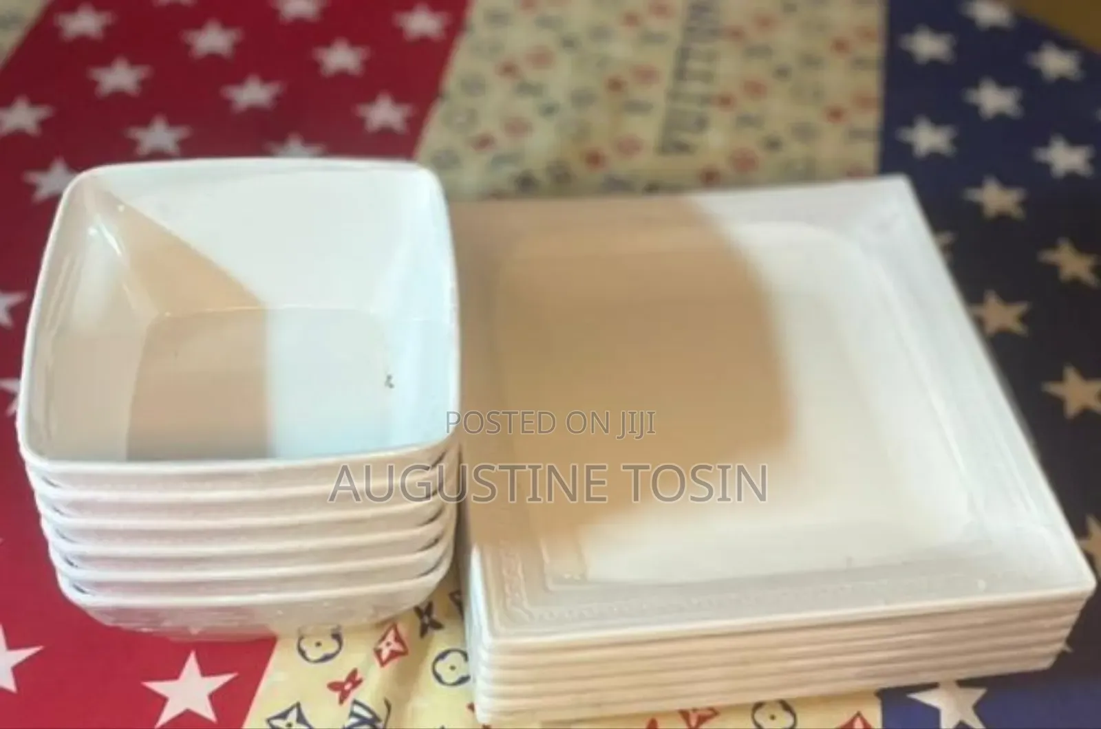 Set of Ceramic Flat Plate and Soup Bowl