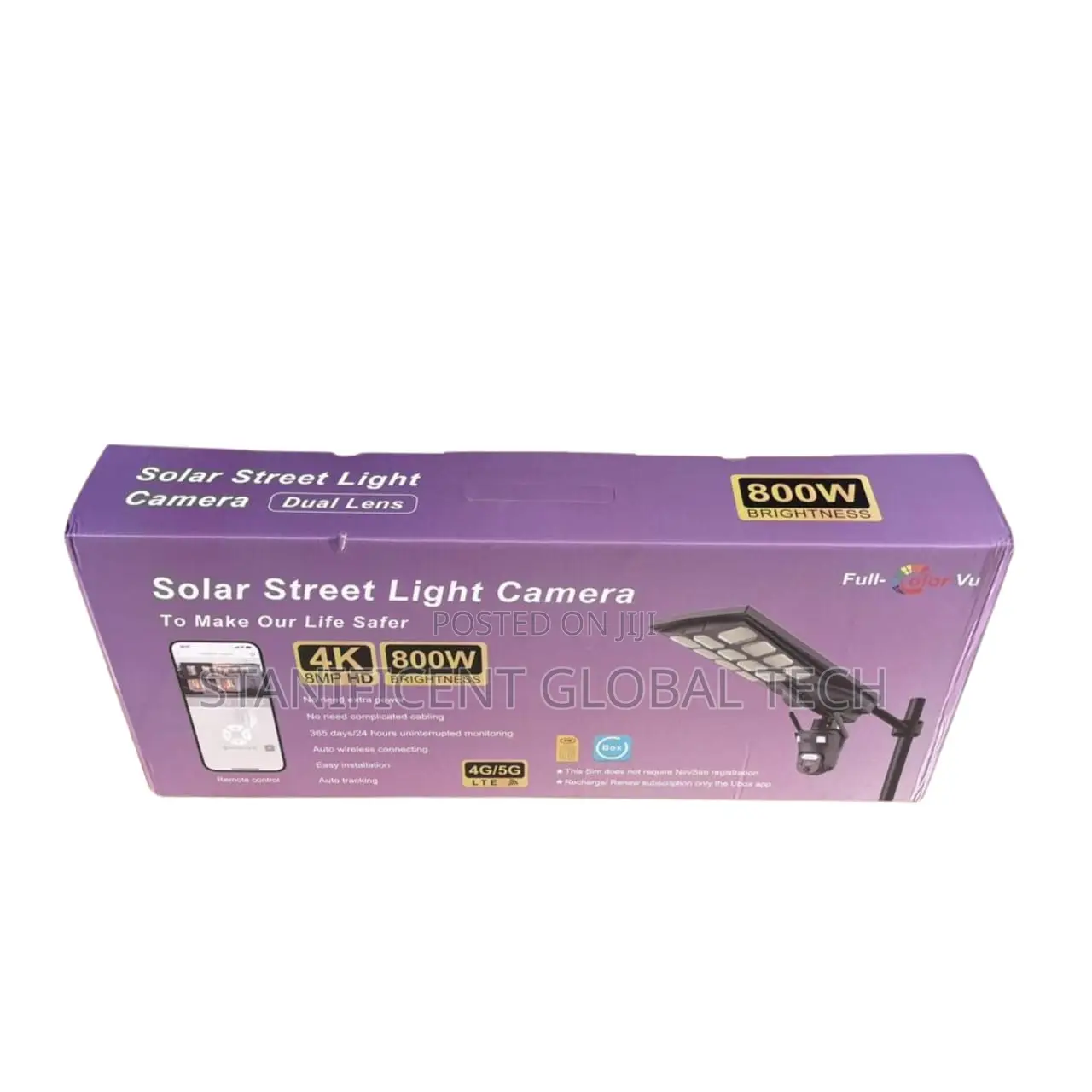 Skyvision 800watts Solar Street Light Dual Lens 8mp 4g Solar Camera