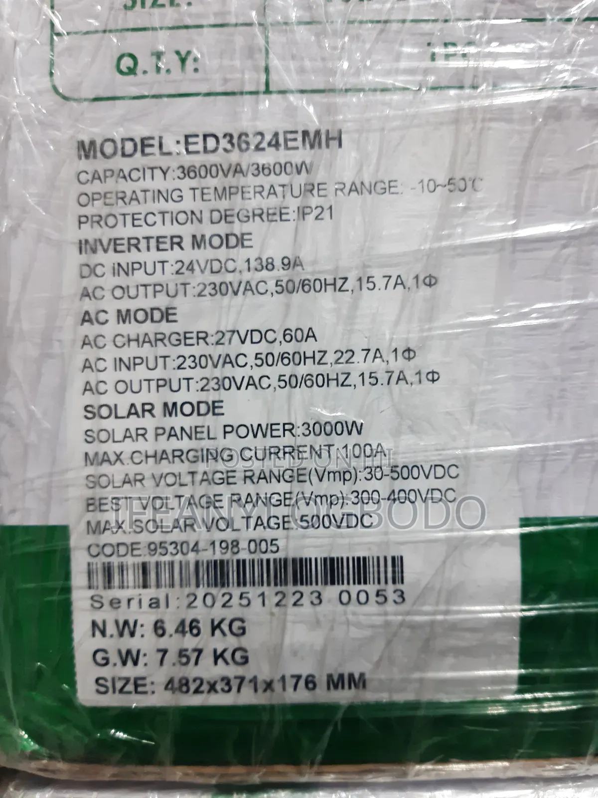 Famicare Solar Inverter 3.6kva 24v