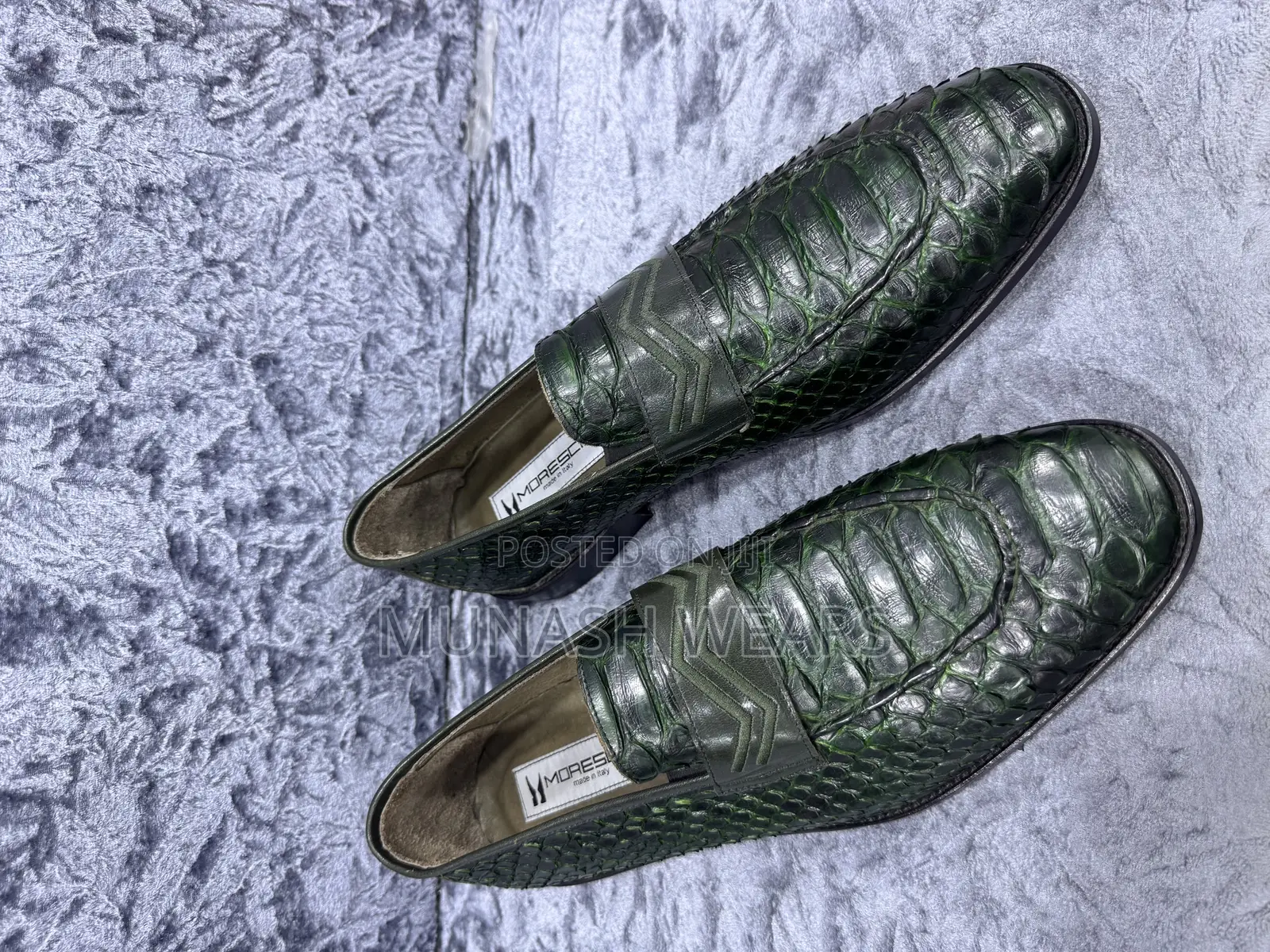 Original Leather Skin Moreschi Italian Green Shoe