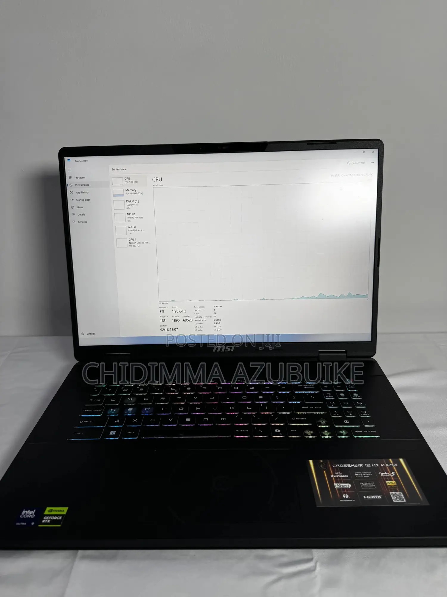 Laptop MSI Crosshair 15 32GB Intel Core Ultra 9 SSD 1T