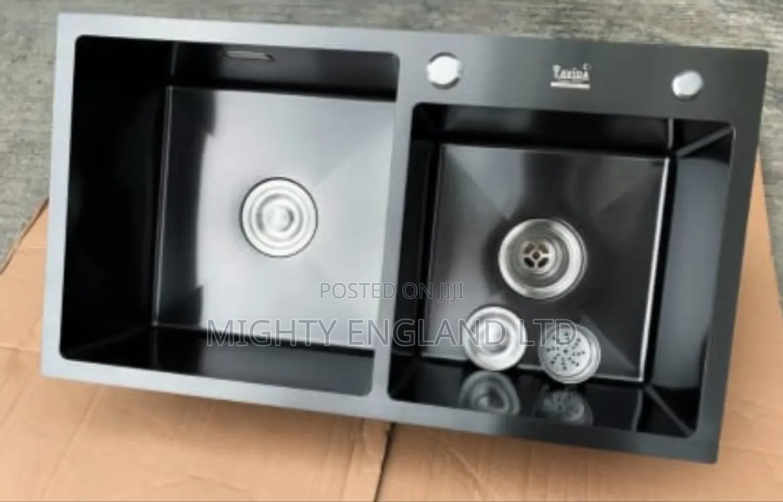 Stainless Steel Satin Double Bowl Kitchen Sink Gold Black