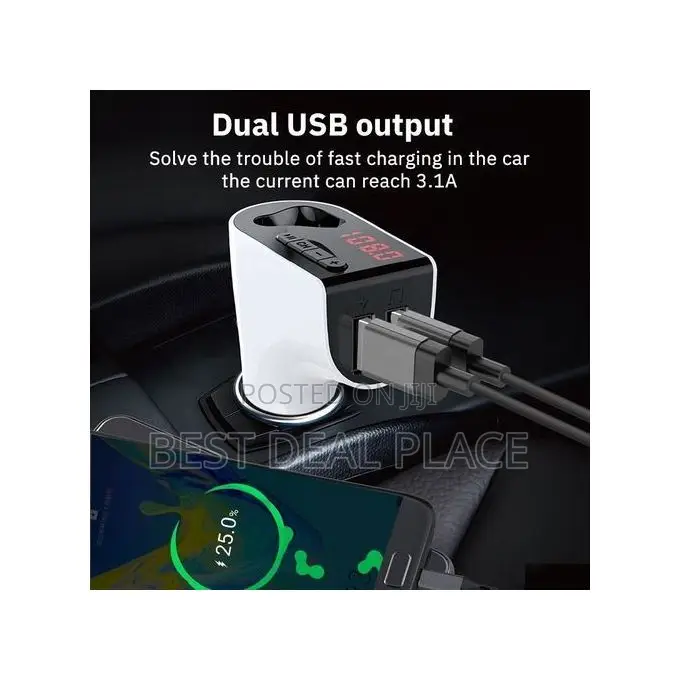Wireless Car Mp3 Player Fm Transmitter Dual Usb Charger With Earphone