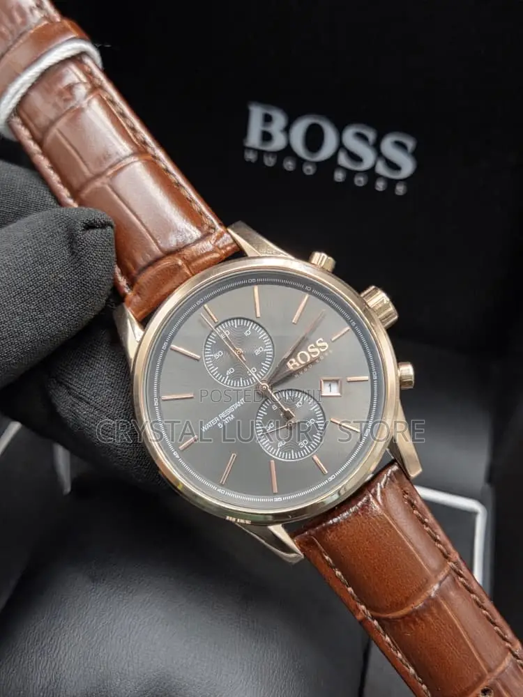 Hugo Boss Quality Luxury Men Genuine Leather Wristwatch