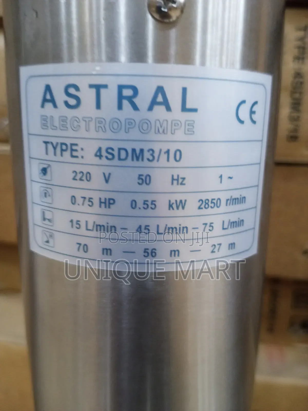 0.75hp Astral Submersible. 100%