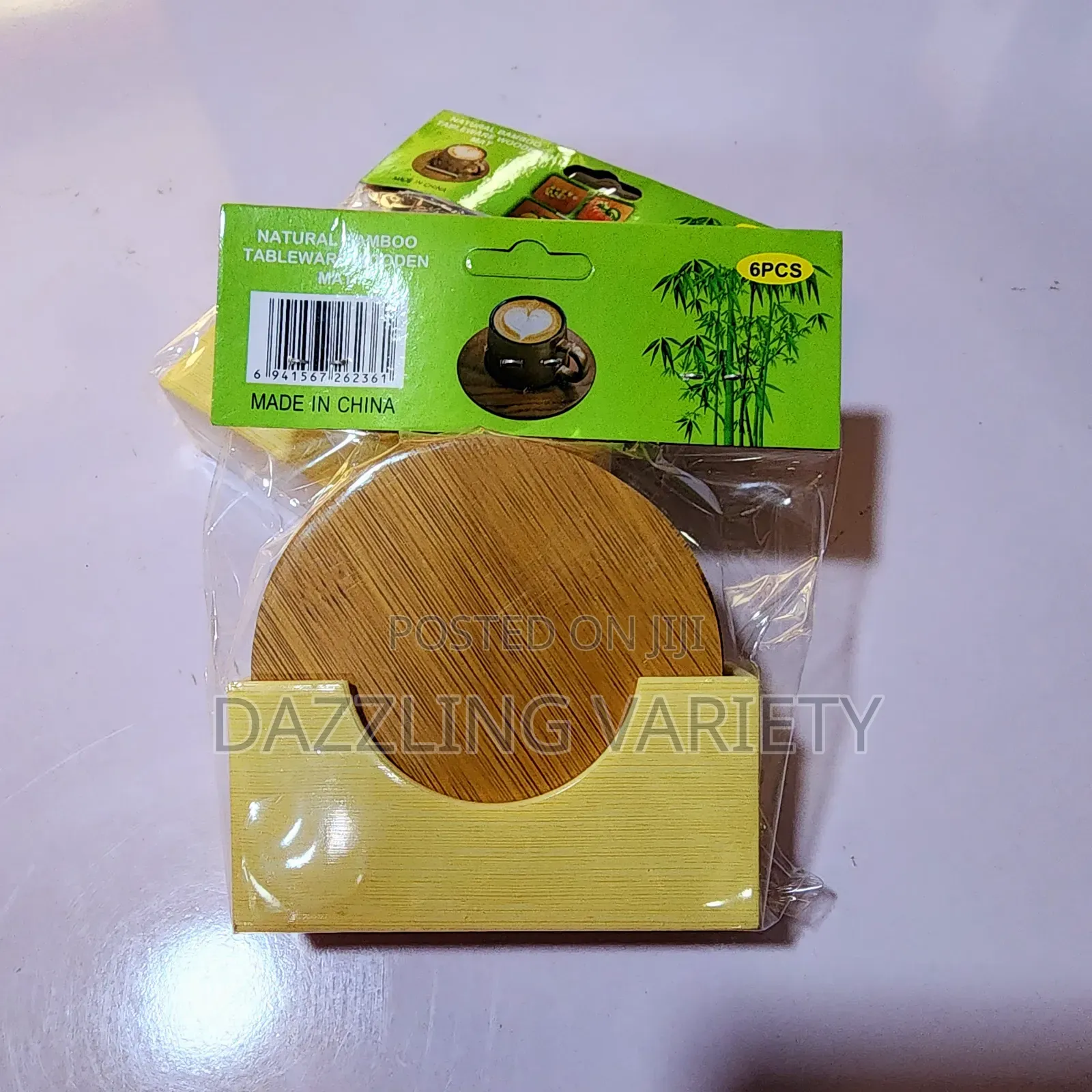6pcs Bamboo Beer/Drink Coaster Cover With Rack
