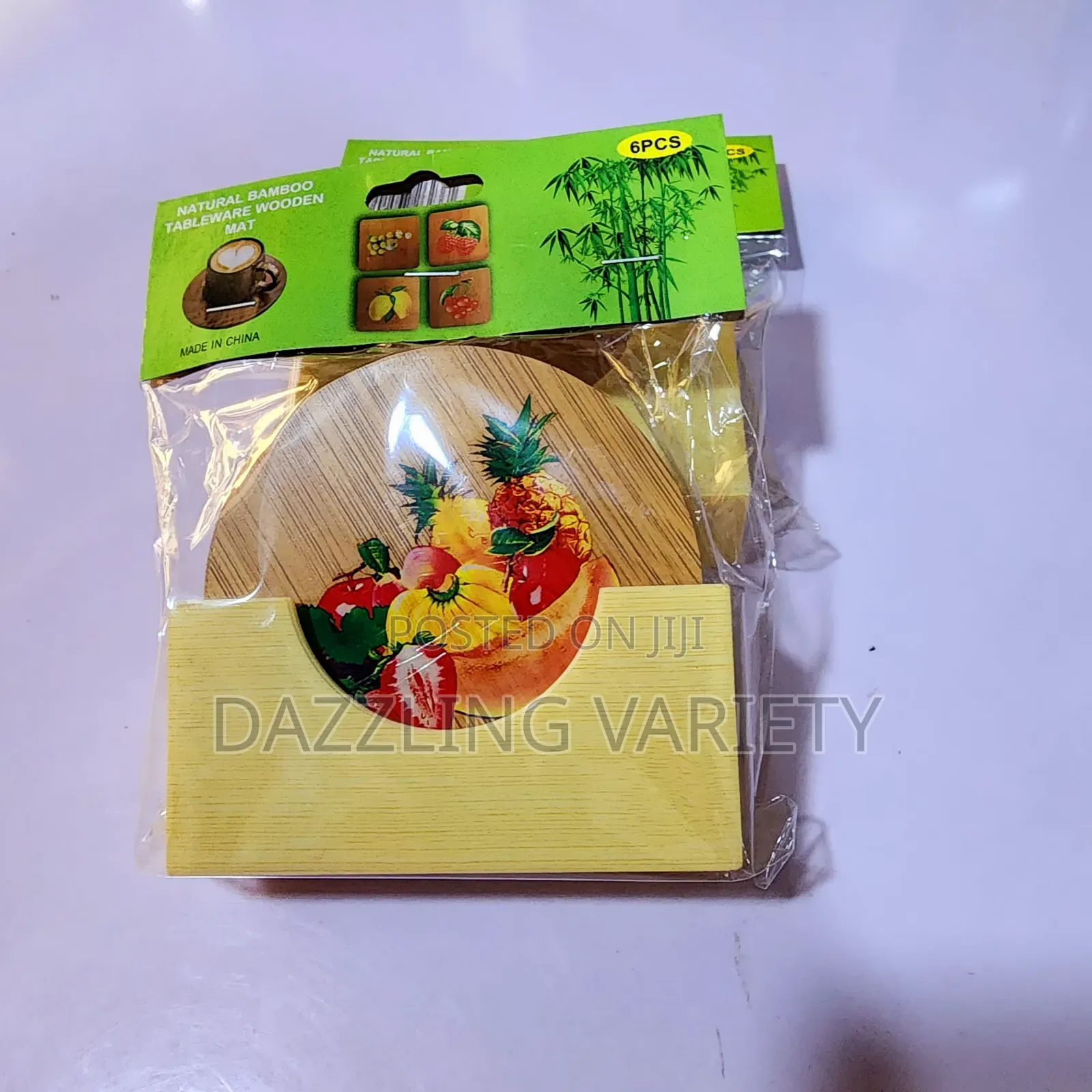 6pcs Bamboo Beer/Drink Coaster Cover With Rack