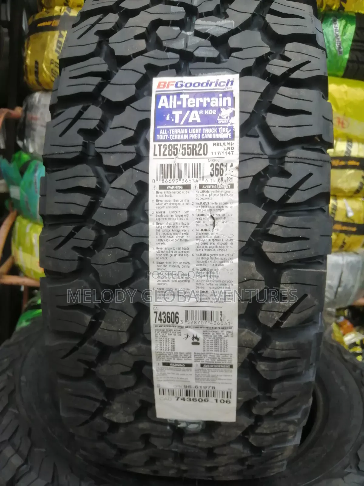 285/55r20 B F Goodrich Tyres, Made in Usa