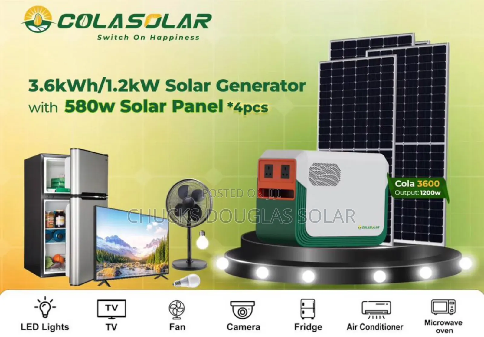 Cola Solar 3.6kwh/1.2kw Solar Generator