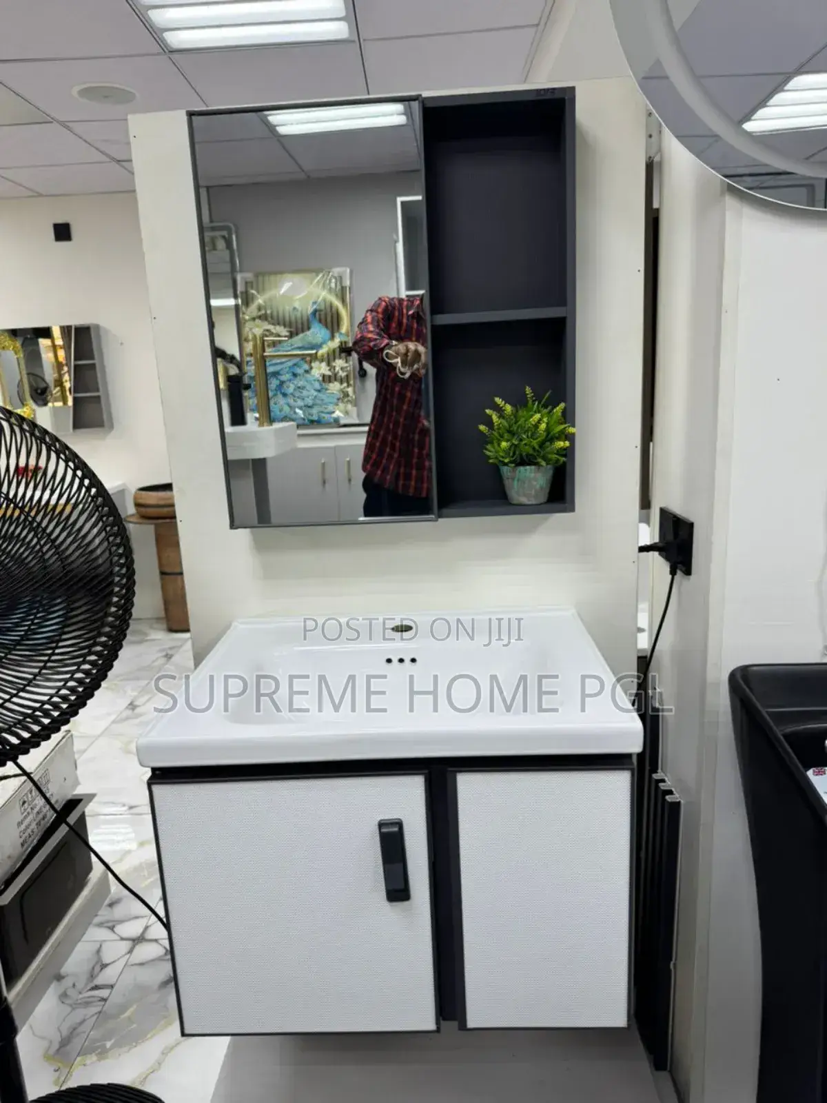 White and Gray Wash Hand Basin Cabinet