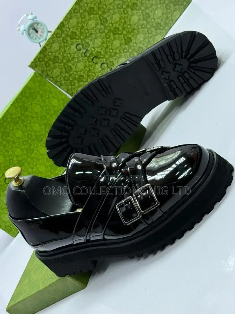 Luxury Gucci Black Patent Leather Men’S Platform Shoes - Fully Boxed