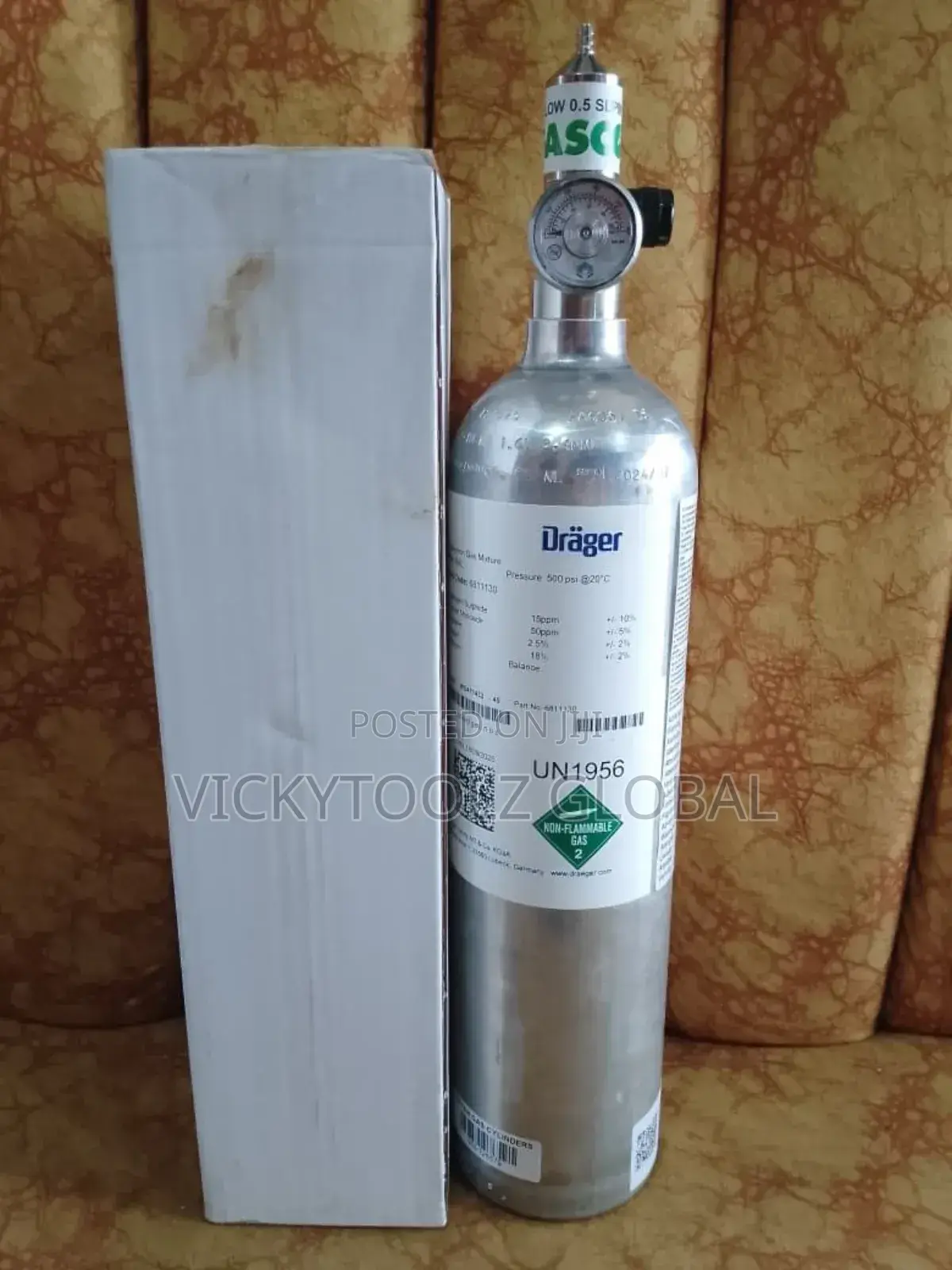 Drager Calibration Gas Cylinder Un1956 (58liters) With Hood