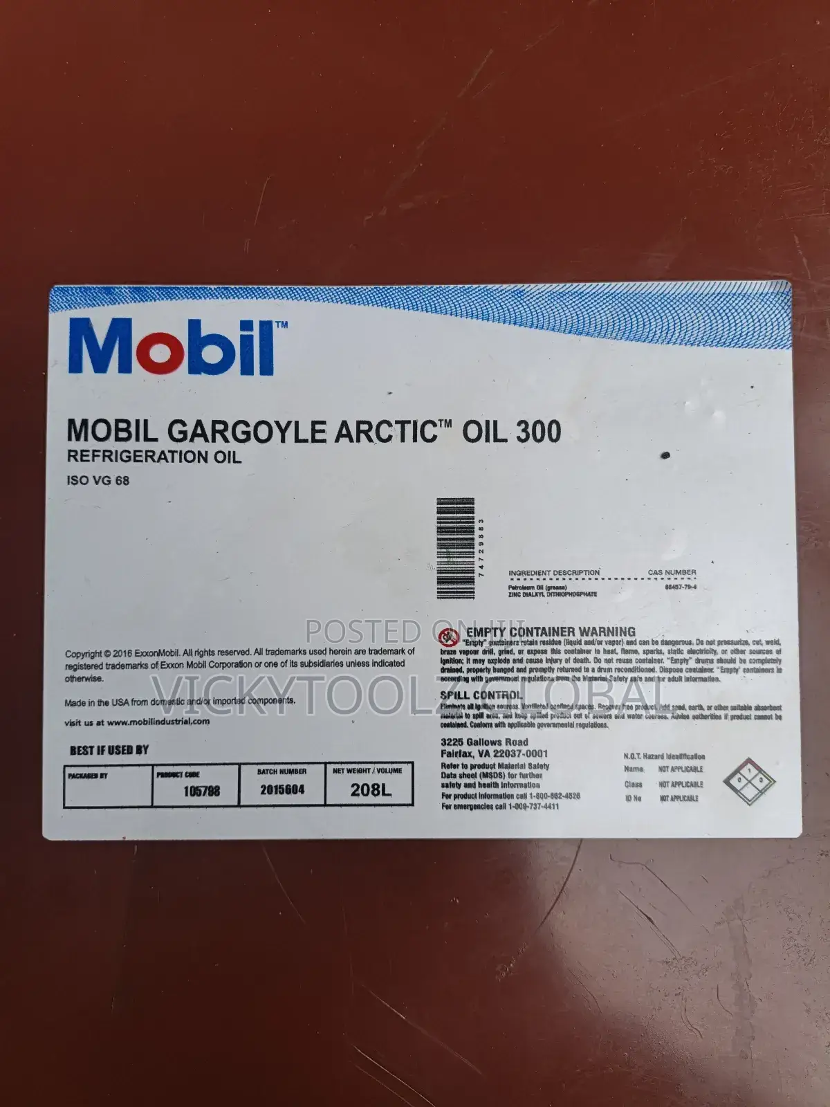 Mobil Gargoyle Arctic 300 Refrigeration Oil (208l)