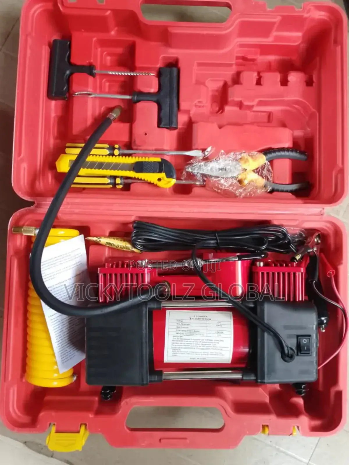 12v Portable Double-Cylinder Car Tyre Inflator and Air Compressor Pump