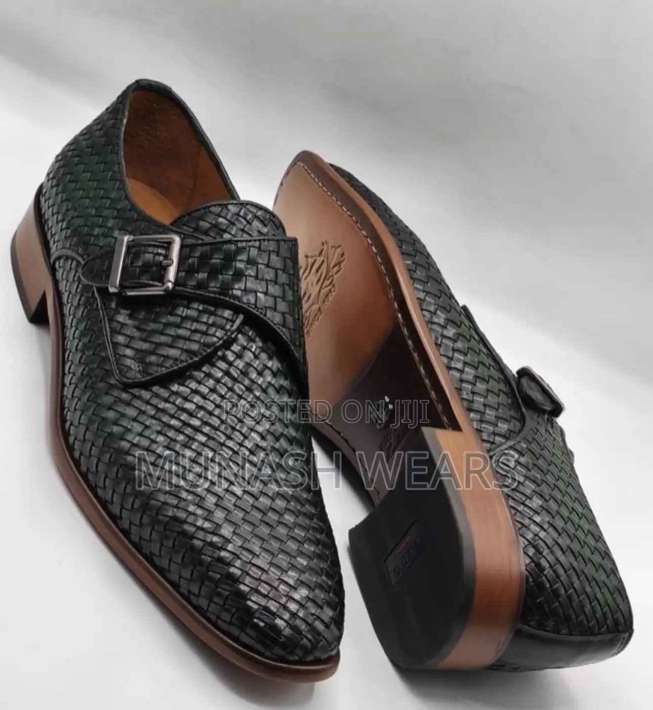 Italian Skin Leather Side Buckle Shoes 40-46