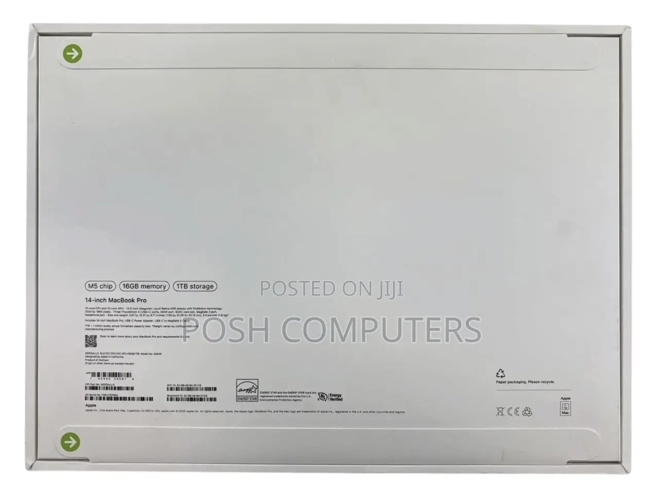 New Laptop Apple MacBook Pro 2025 M5 16GB Apple M5 SSD 1T