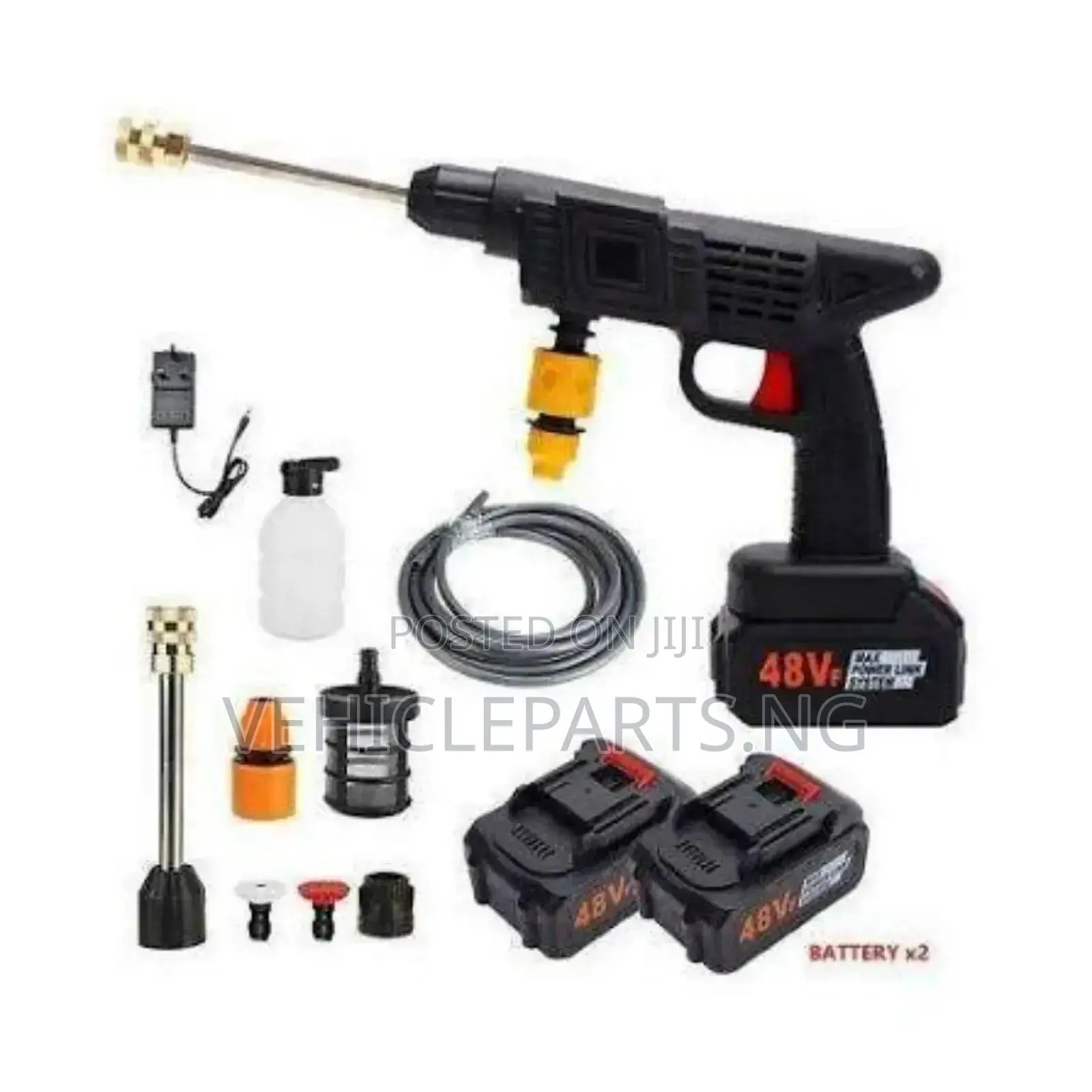 Cordless Rechargeable Car Washer Spray 2 Batteries 48v