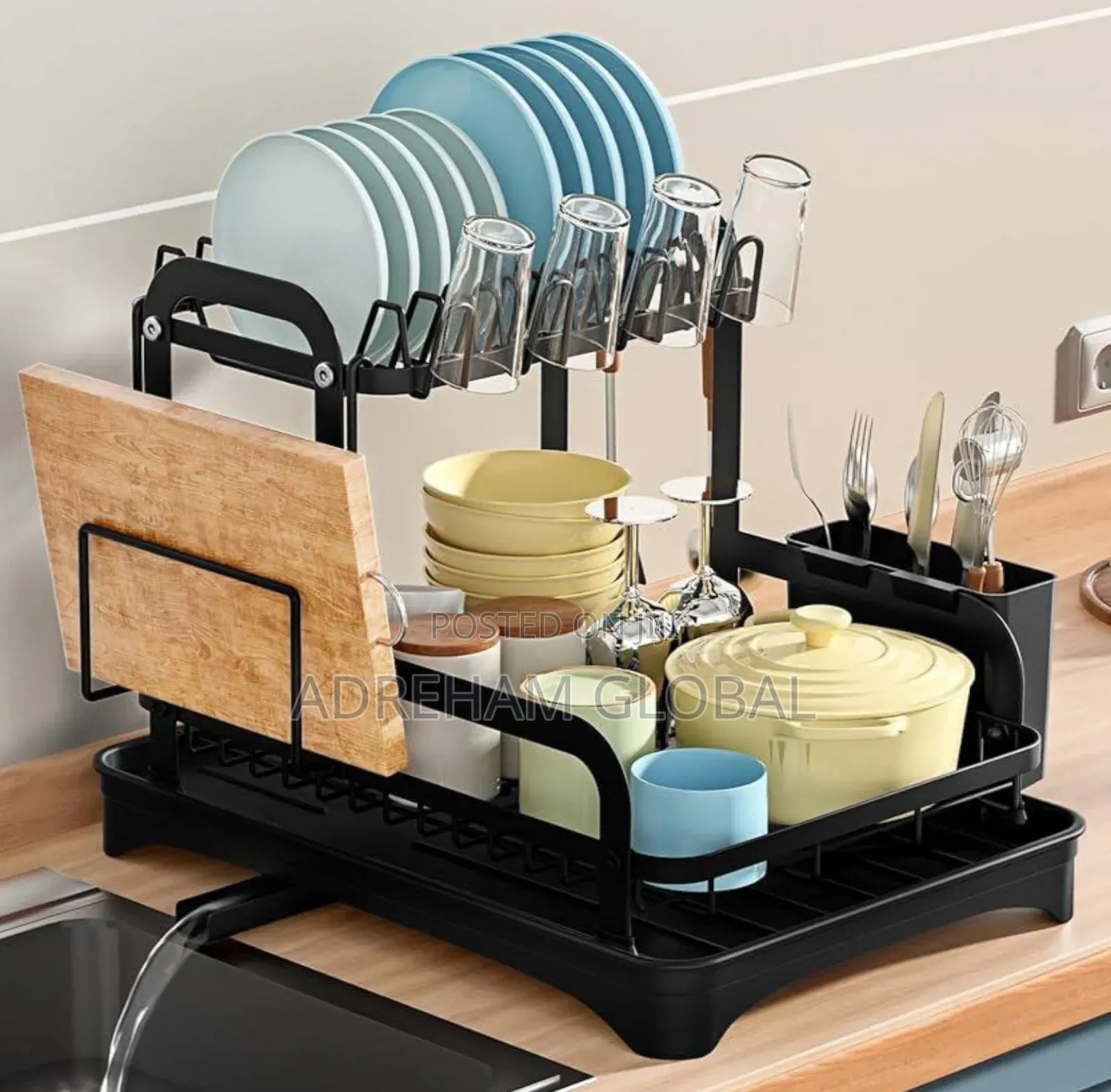 Plate Rack With Drainer and Cup Holder
