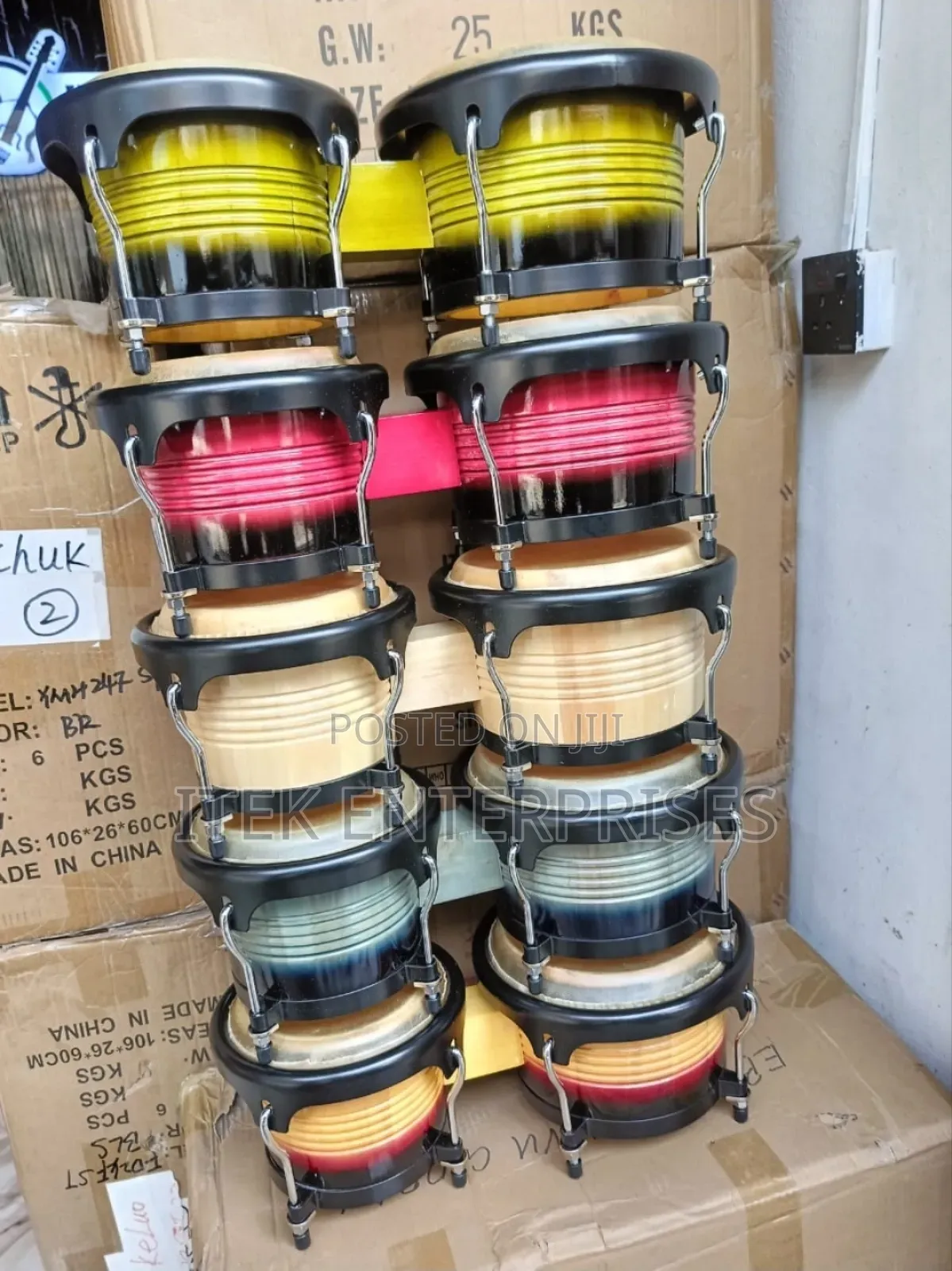Professional Wood Bongo Drum Sets - Vibrant Colors Rich Tone