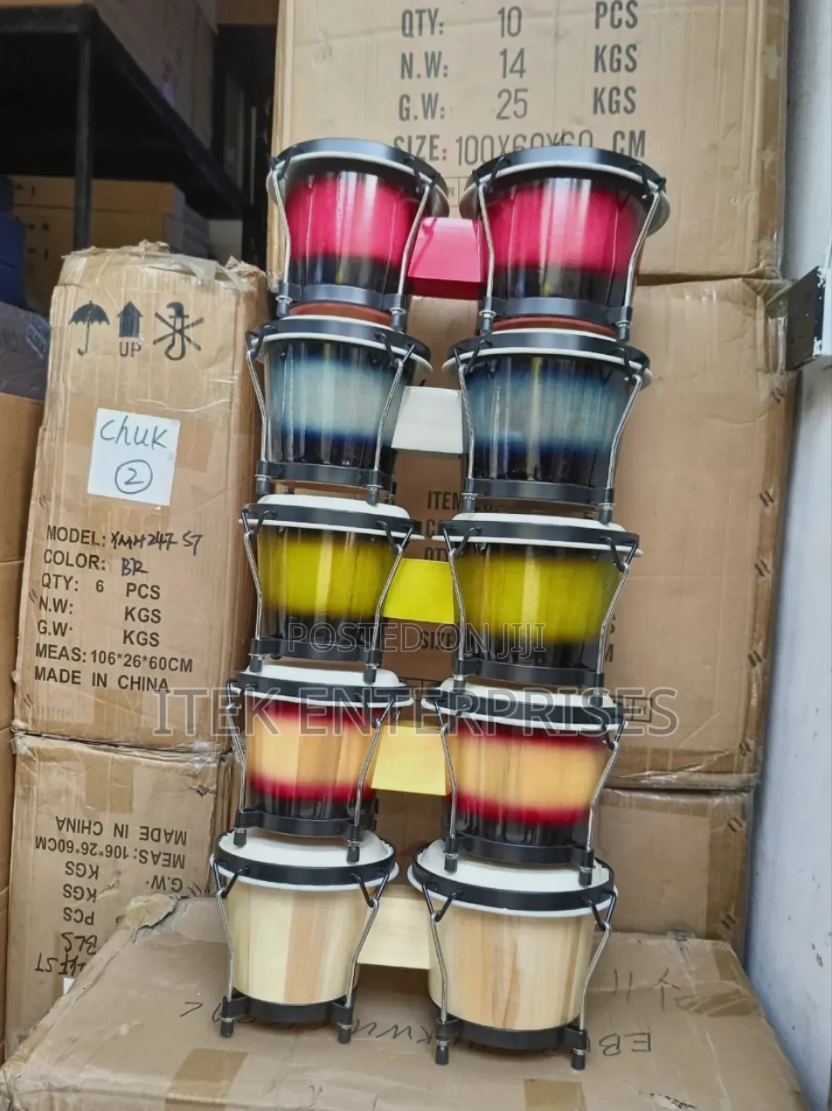 Professional Wood Bongo Drum Sets - Vibrant Colors Rich Tone