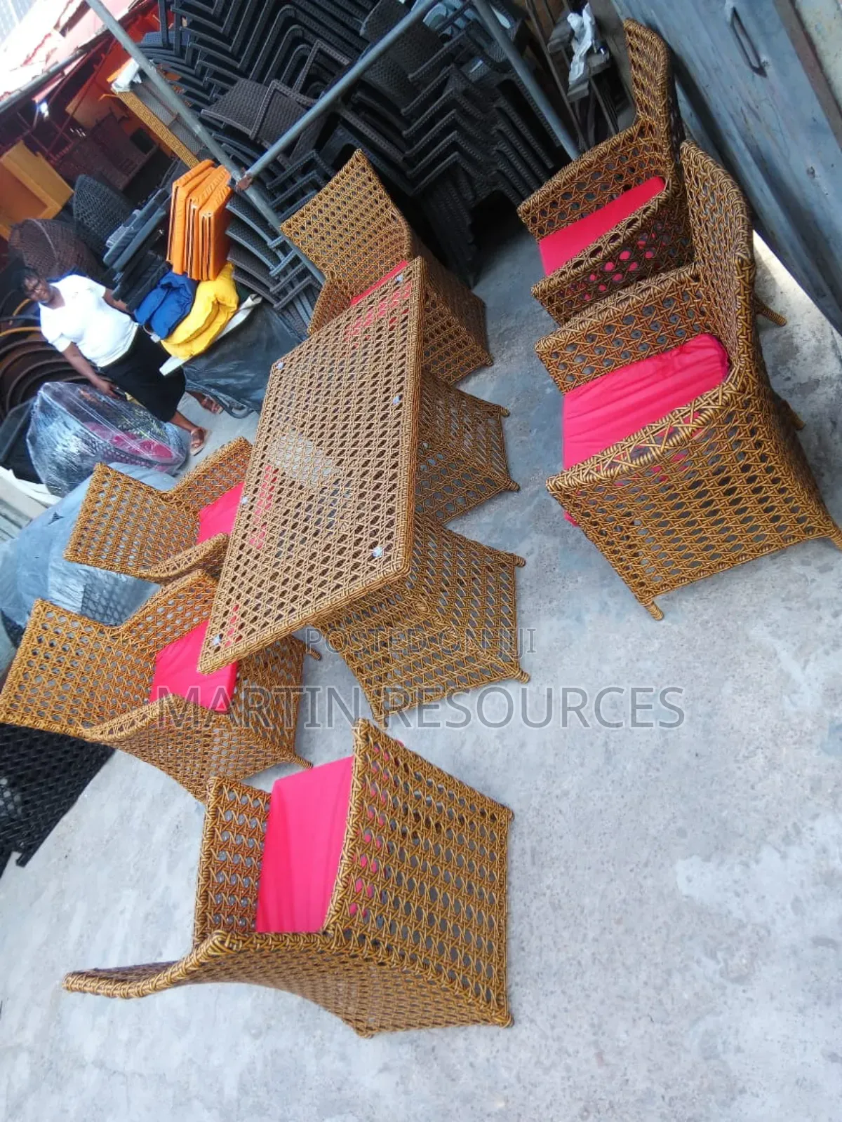 6 Seater Rattan Restaurant Table and Chairs