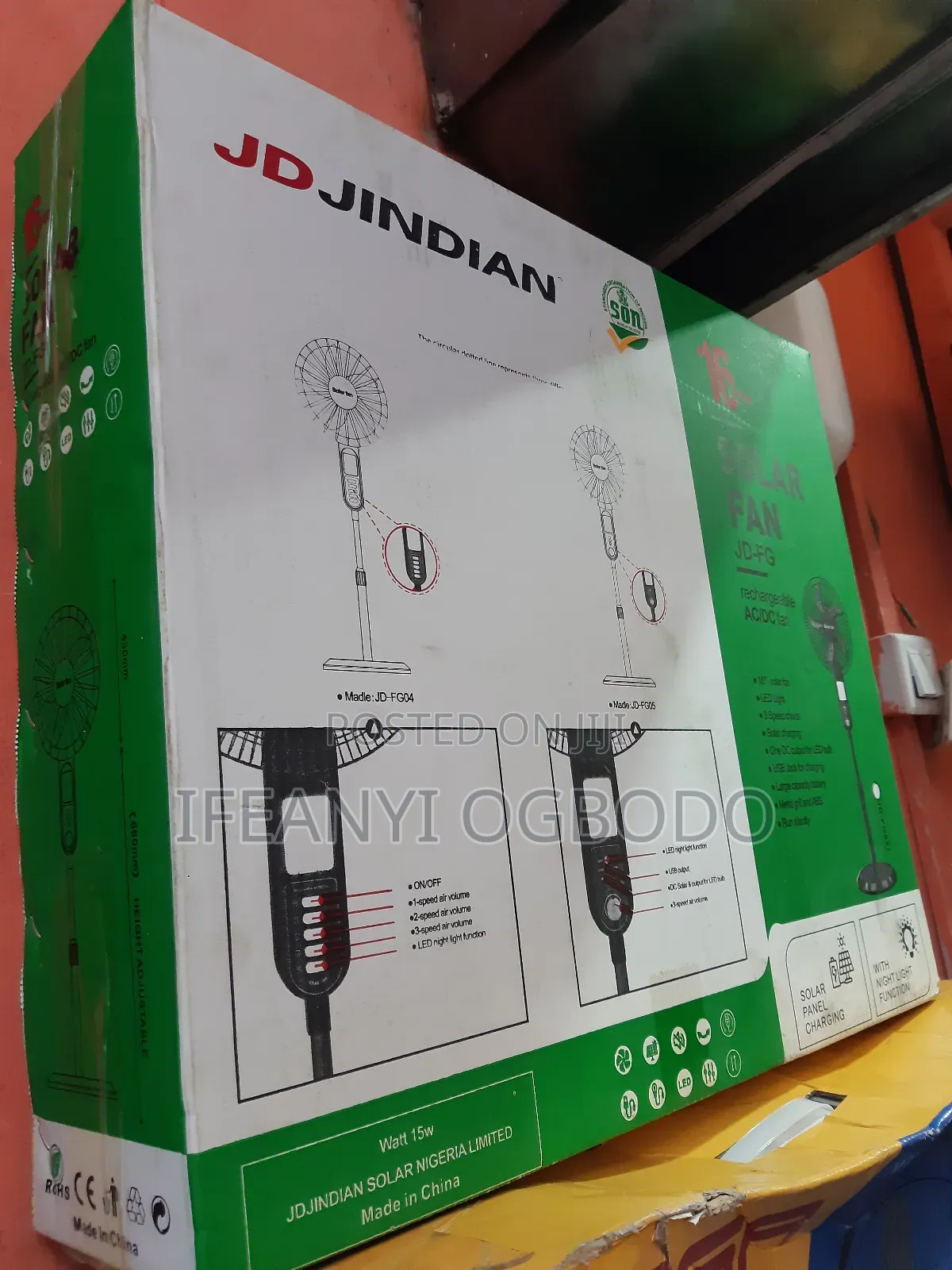 Jd Solar Fan Ac and Dc 16inch