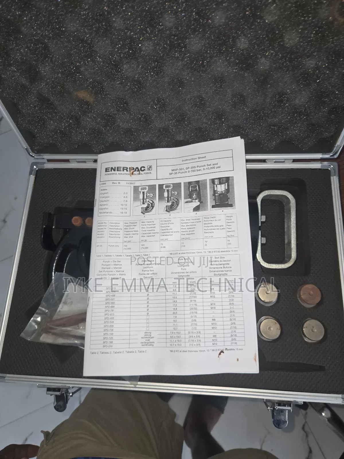 Enerpac Sp-35s Hydraulic Hole Punch Kit.