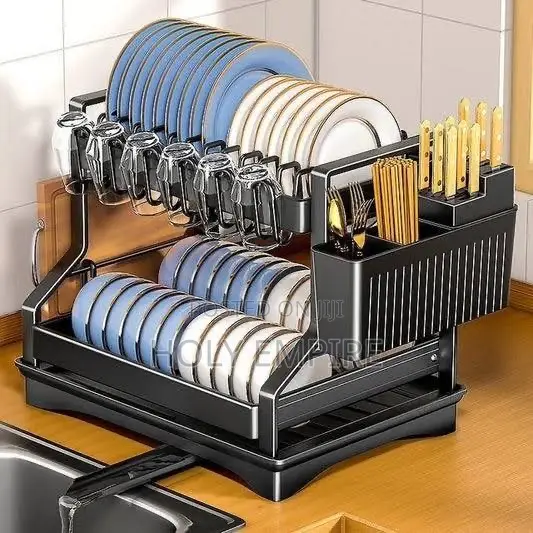 2 Layers Space Saving Dish Drying Rack Countertop Household Dish