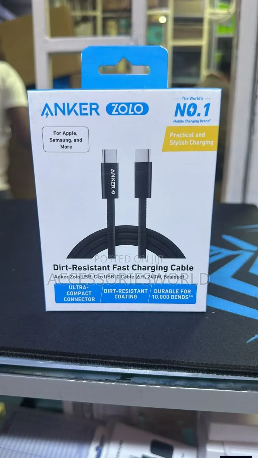 Anker Zolo 240w 6ft Usb-C to Usb-C Cable