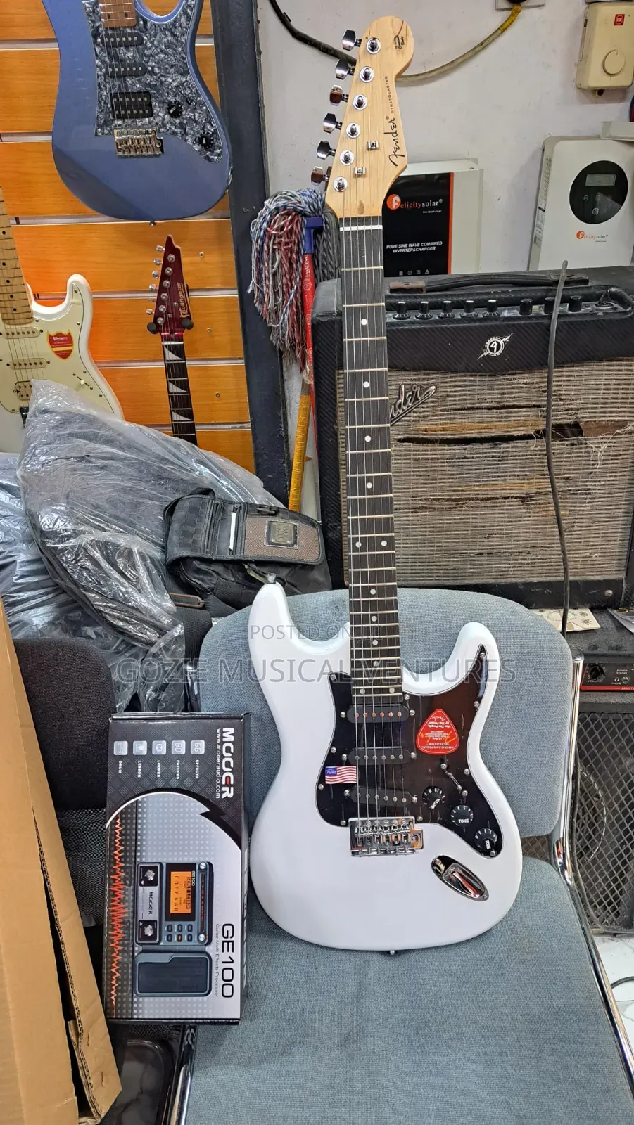 Moor Ge-100 Guitar Effect Pedal and Fender Stratocaster Electric Guita