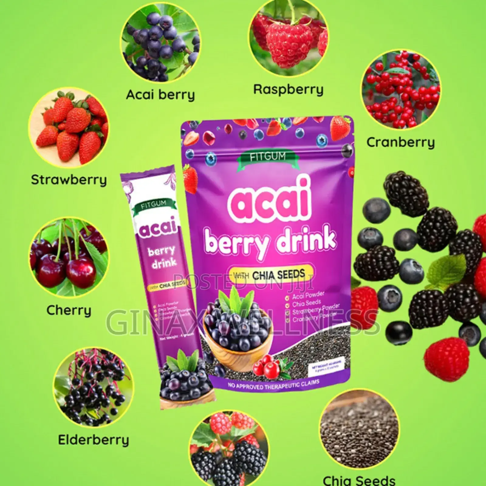 Fitgum Acai Berry Drink With Chia Seed for Beauty and Skin Health