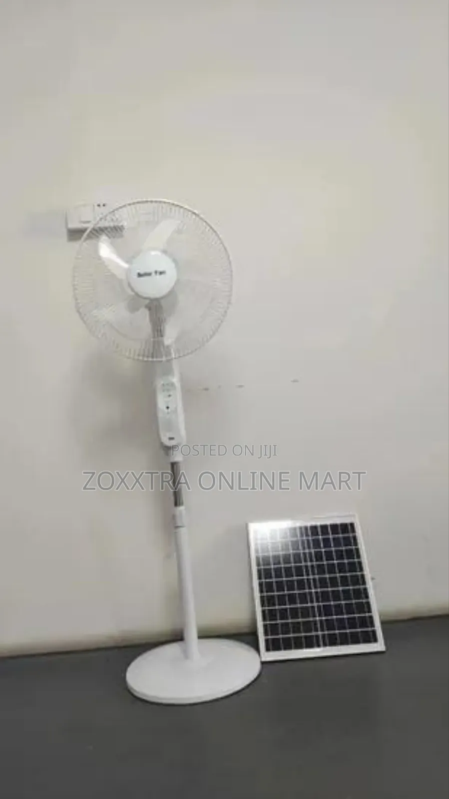 16in Solar Rechargeable Fan, With Bulb Panel