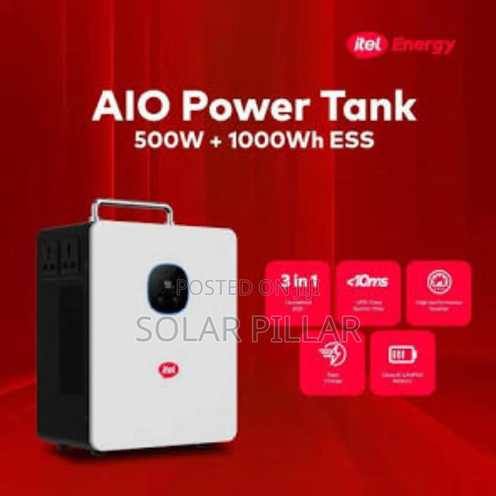 Itel Energy Power Tank 500w Inverter + 1kwh With 200w. Solar Panell