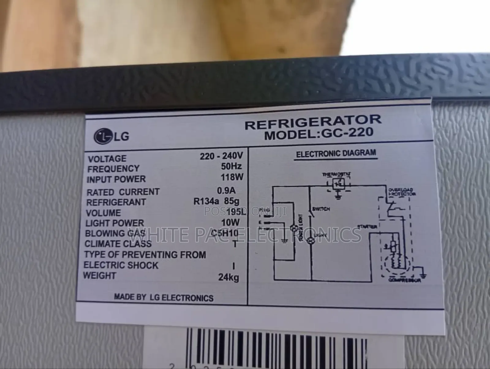 Lg 195 Litre Double Door Fridge Freezer > Fast Freezing > 2 Yrs