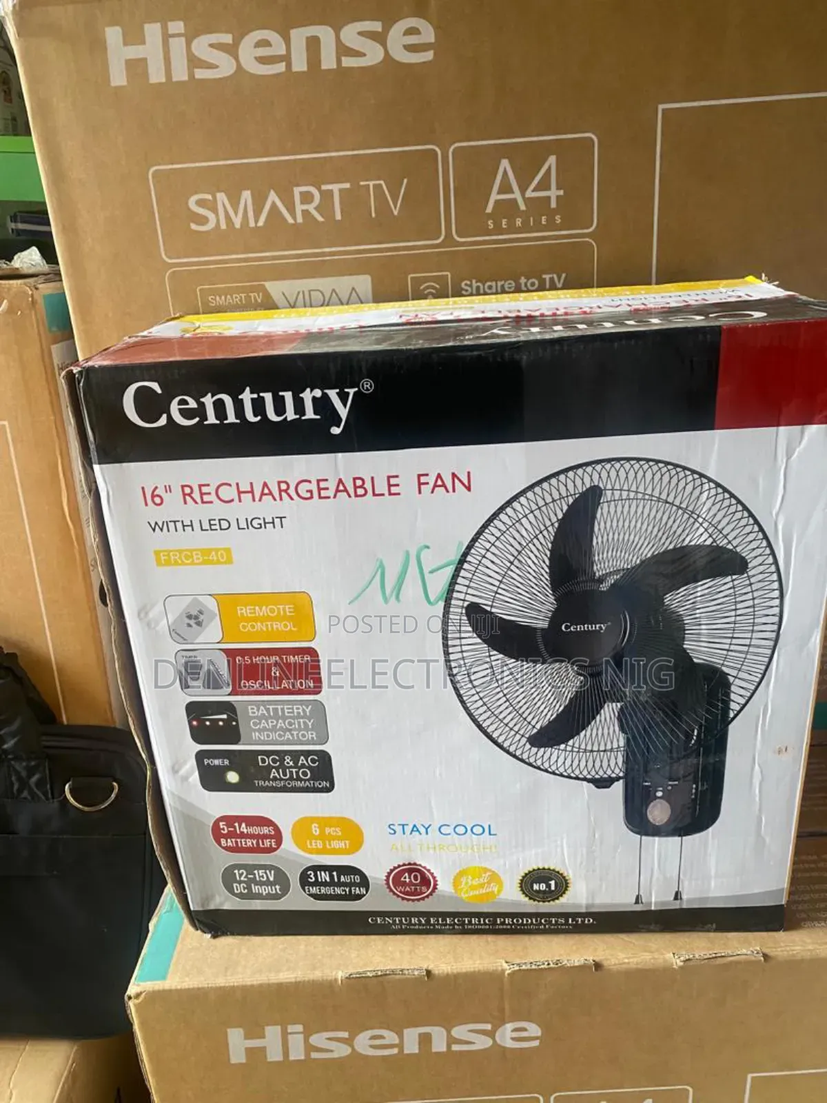 Century 16 Inches Rechargeable Wall Fan . Five Blades