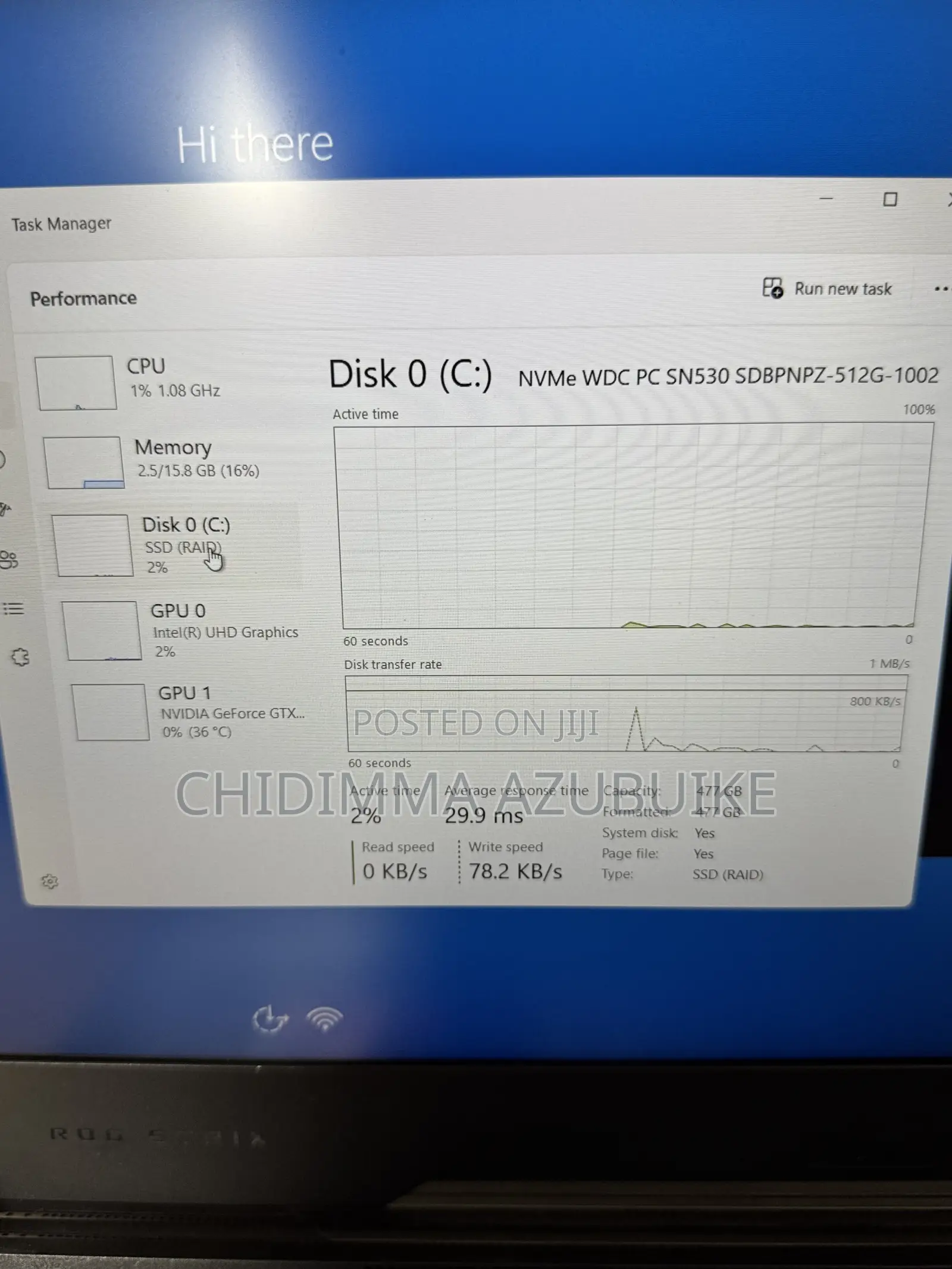 Laptop Asus ROG Strix G15 8GB Intel Core i7 SSD 512GB