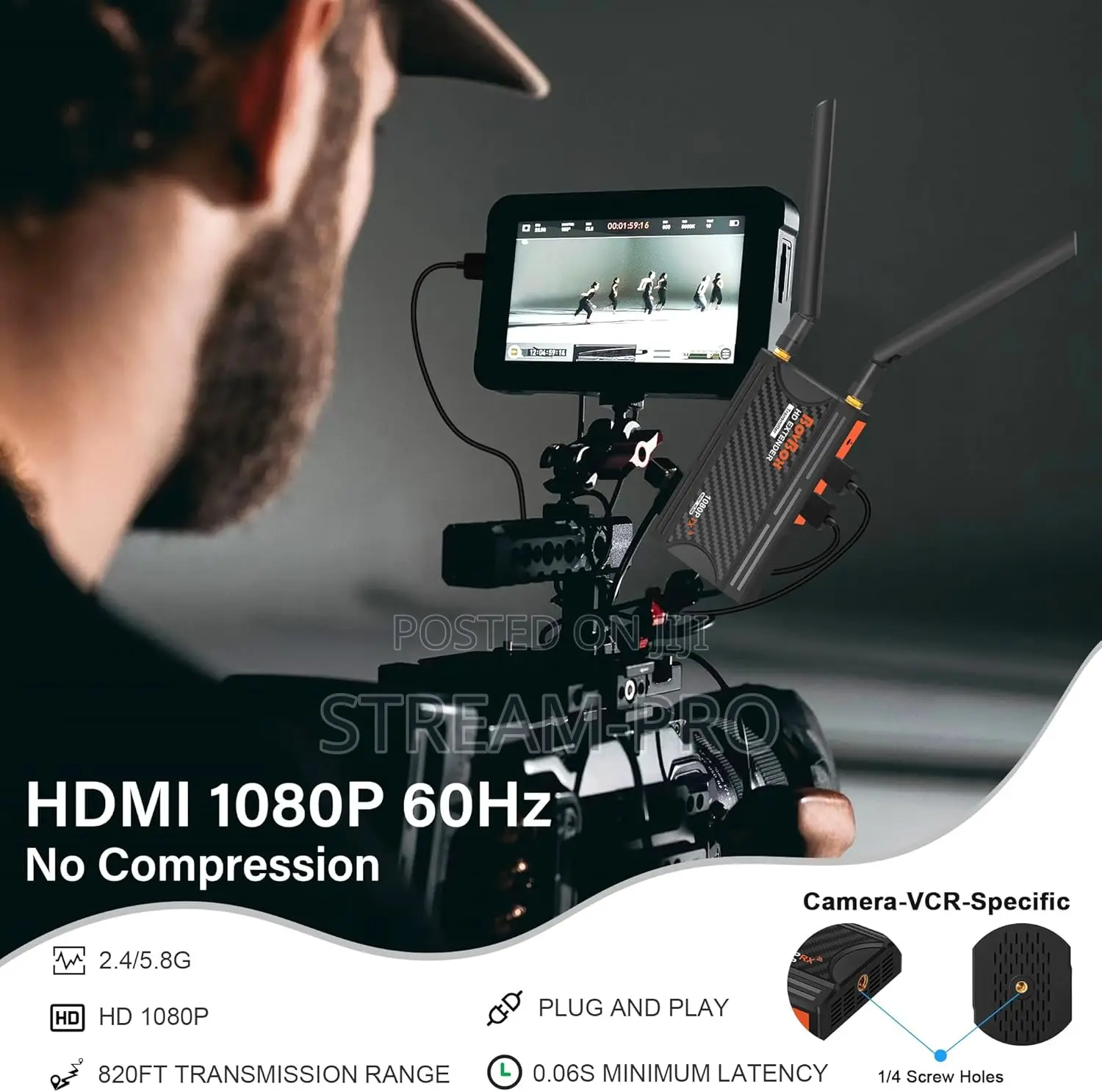 Bovbox Wireless Hdmi Transmitter and Receiver,1080p Full Hd 820ft