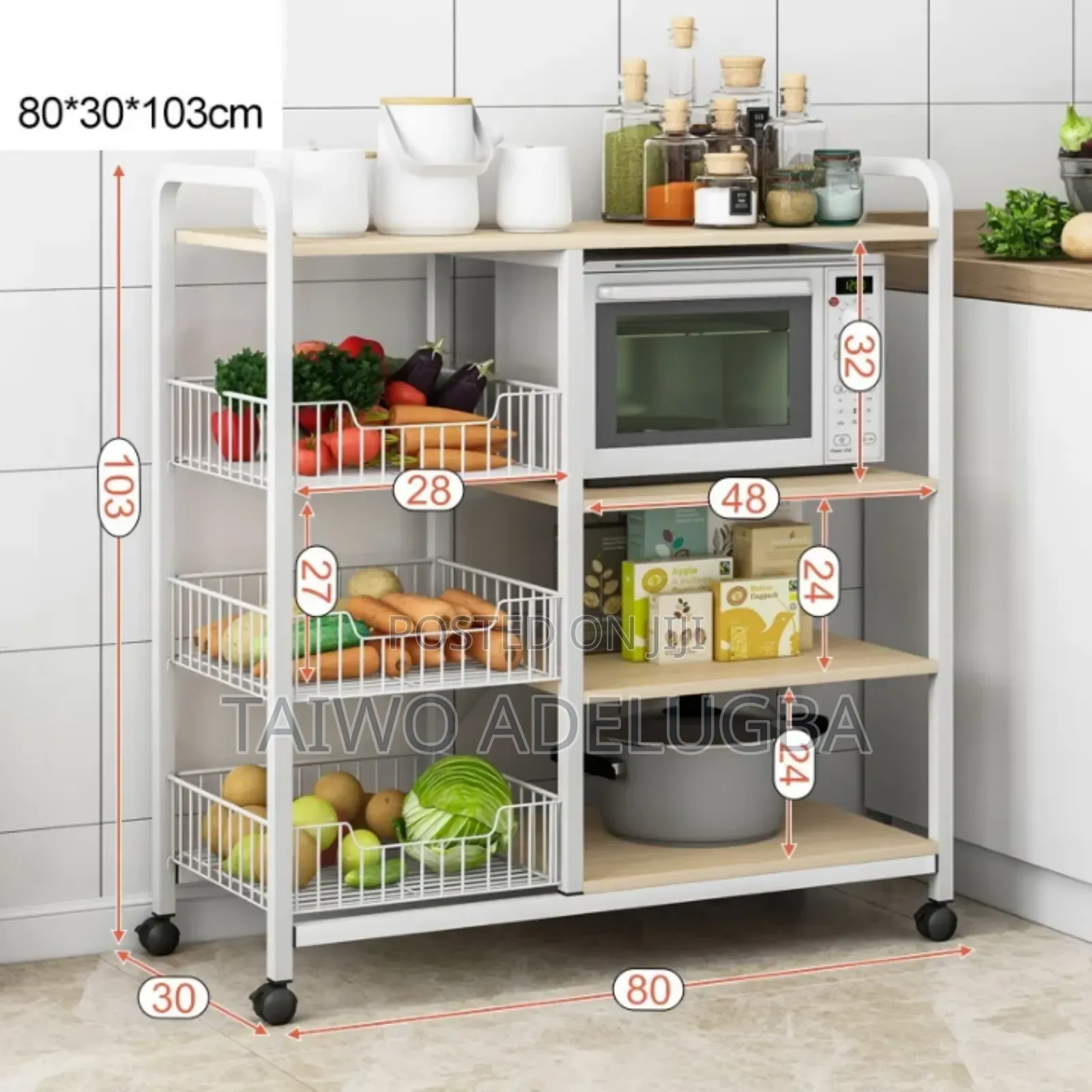 Kitchen Rack (With Three Basket)
Size: 103cm X 30cm X 90cm