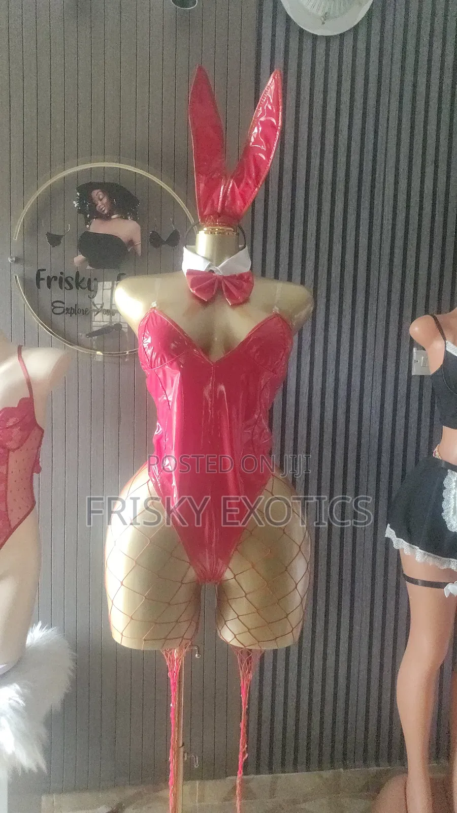 Red Leather Bunny Bodysuit Costume