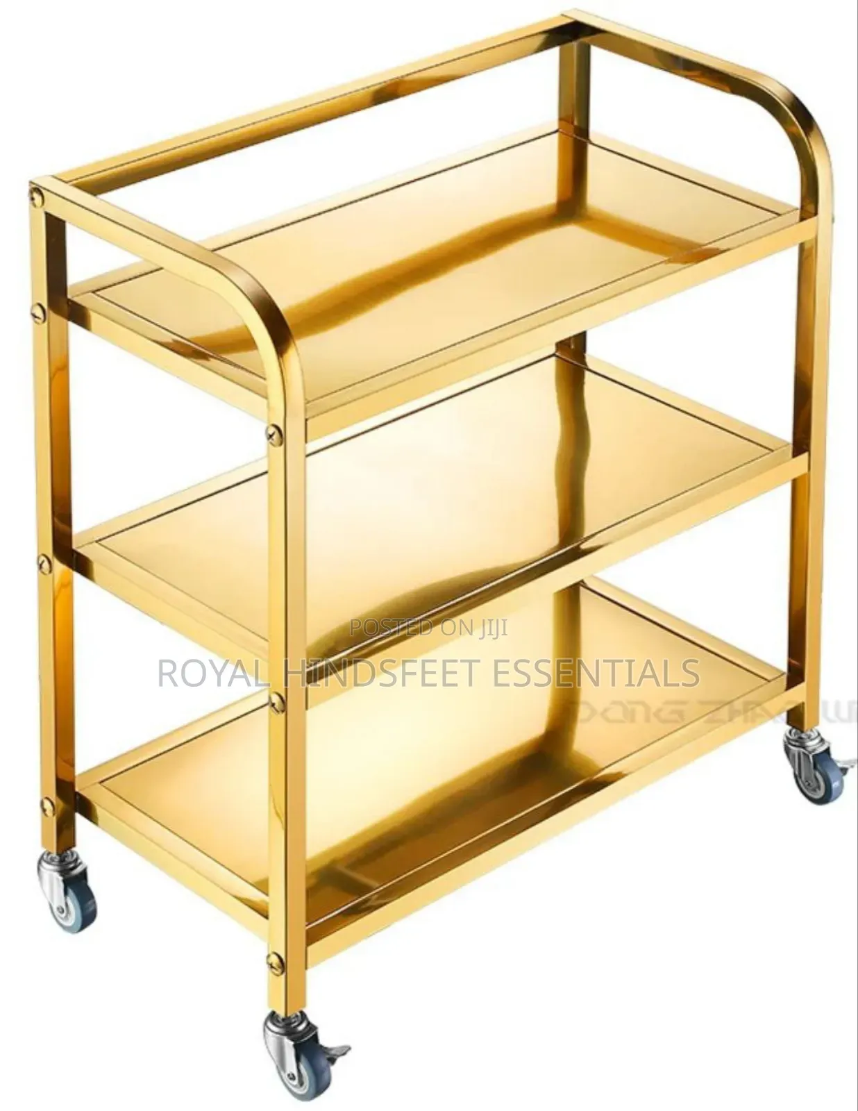 Quality Stainless Steel Gold 3 Layer Food Trolley